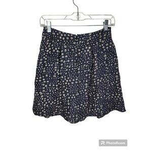 Anthropologie Lil Blue & Cream Abstract Print Silk Skater Lined Skirt Size 4